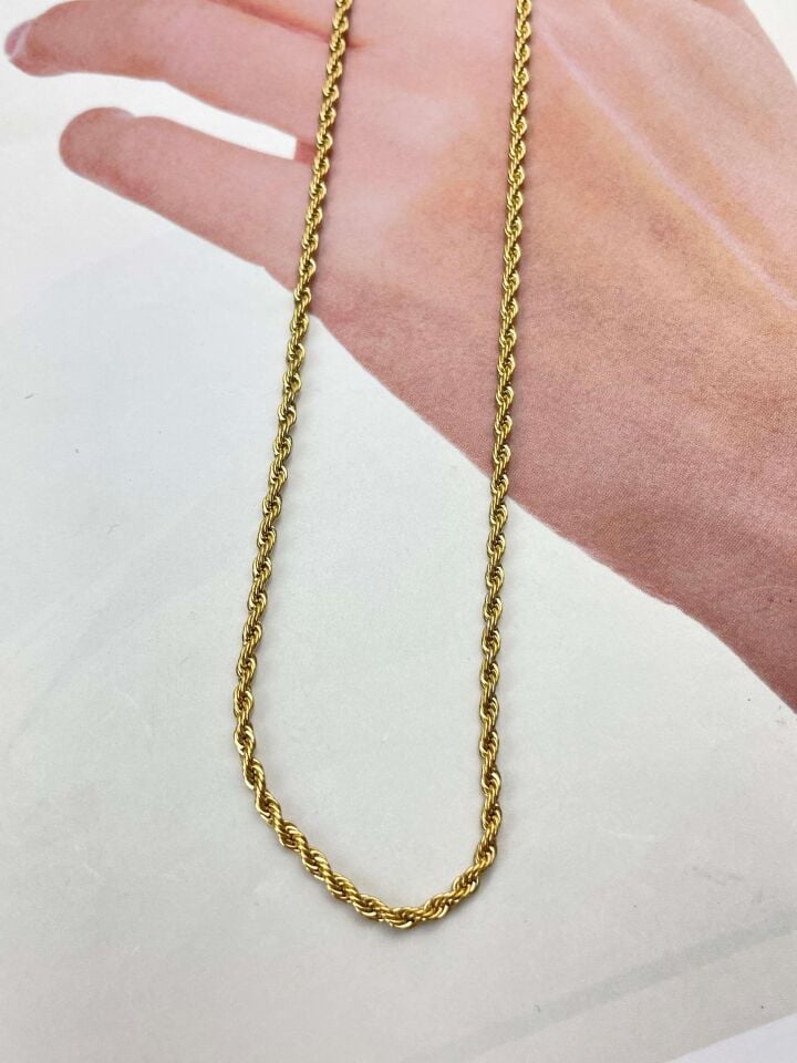 Çelik Halat Zincir 3mm 60cm Gold Renk // KOLYE-1805