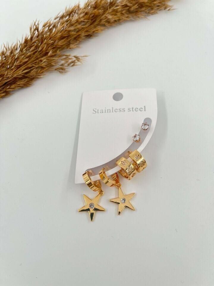 Çelik 6'lı Set Küpe // KÜPE-3088