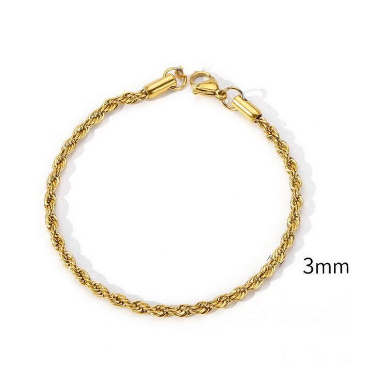 Çelik Gold Halat Bileklik 3mm // BİLEK-1509