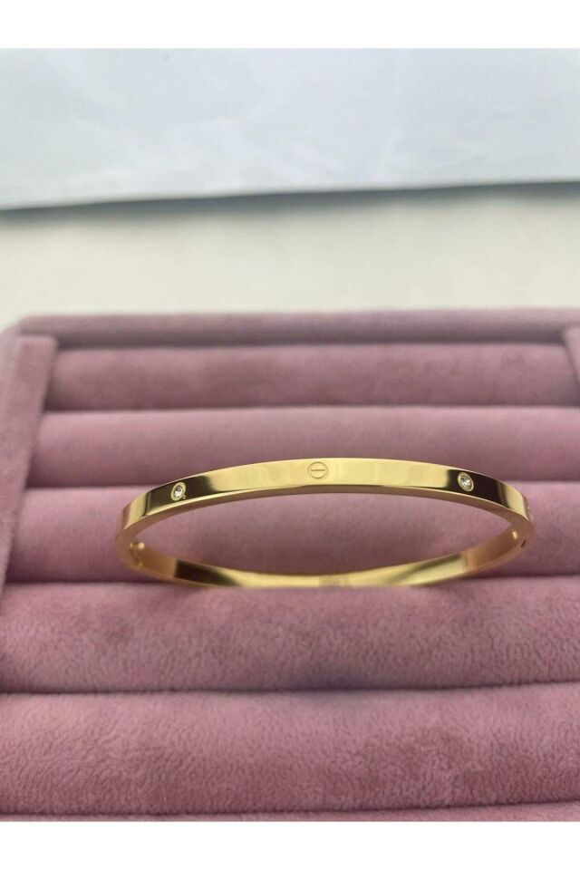 Çelik CRT Model Taşlı Gold Bebe Boy Kelepçe İnce KELEPÇE-1055